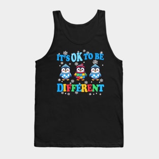 It's Ok To Be Different Autism Awareness Penguins Tank Top